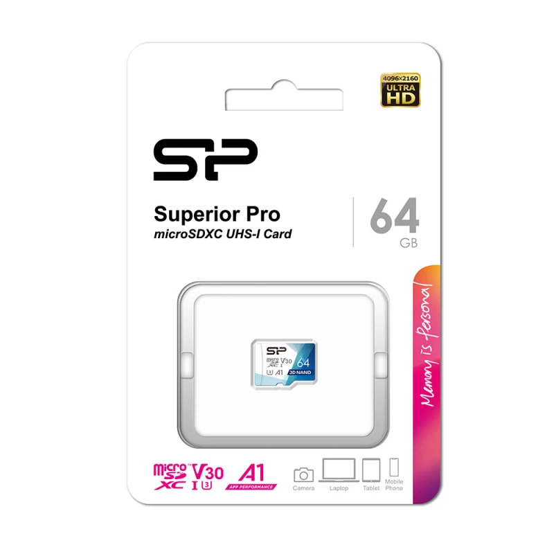 کارت حافظه microSDXC سیلیکون پاور مدل Superior Pro V30 A1 کلاس 10 استاندارد UHS-I U3 سرعت 100MBps ظرفیت 64 گیگابایت_6795bb0879f74.webp