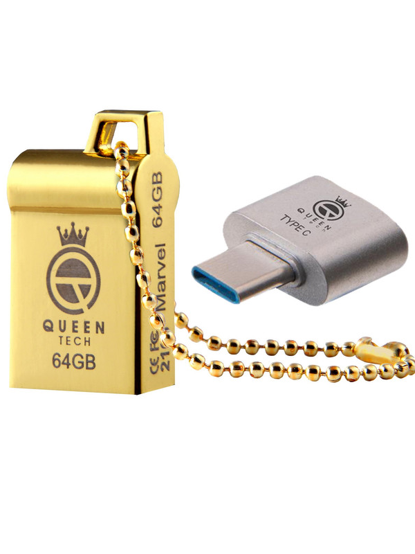 فلش مموری کوئین تک مدل MARVEL C-PLUS ظرفیت 64 گیگابایت به همراه مبدل USB-TYPE C