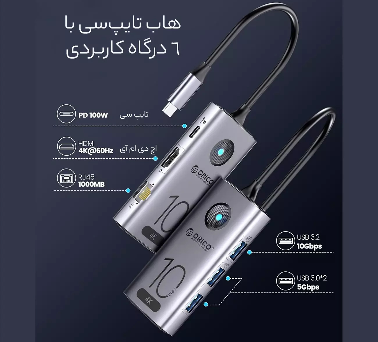 شش درگاه کاربردی آداپتور