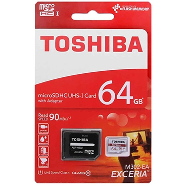 کارت حافظه microSDHC توشیبا مدل EXCERIA M302-EA کلاس 10 استاندارد UHS-I U1 سرعت 90MBps ظرفیت 64 گیگابایت به همراه آداپتور