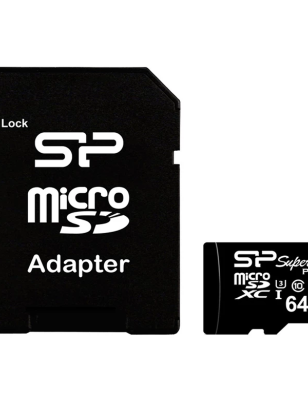 کارت حافظه‌ microSDXC سیلیکون پاور مدل Superior Pro کلاس 10 استاندارد UHS-I U3 سرعت 90MBps ظرفیت 64 گیگابایت به همراه آداپتور