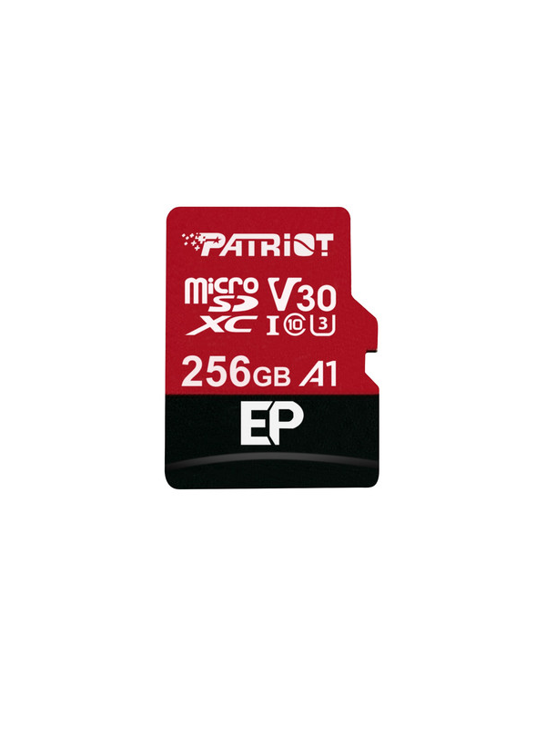 کارت حافظه microSDXC پتریوت مدل EP-V30 A1 کلاس 10 استاندارد UHS-I U3 سرعت 100MBps ظرفیت 256 گیگابایت به همراه آداپتور