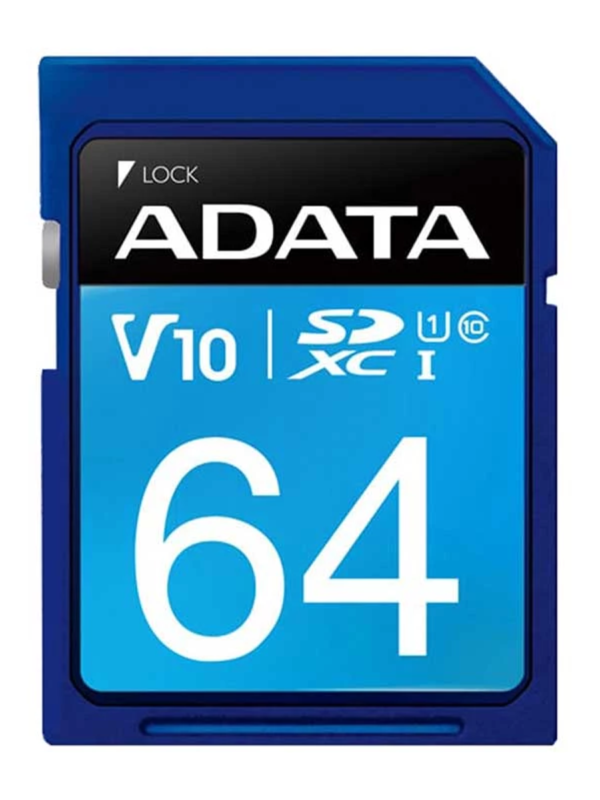 کارت حافظه SDXC ای دیتا مدل Premier V10 کلاس 10 استاندارد UHS-I U1 سرعت 100MBps ظرفیت 64 گیگابایت