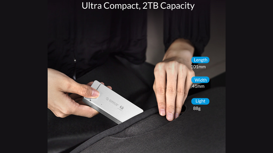 قاب اس اس دی تاندربولت 3 اوریکو Orico TFM2T3-G40 NVMe M.2 Enclosure  دارای ابعاد جمع و جور