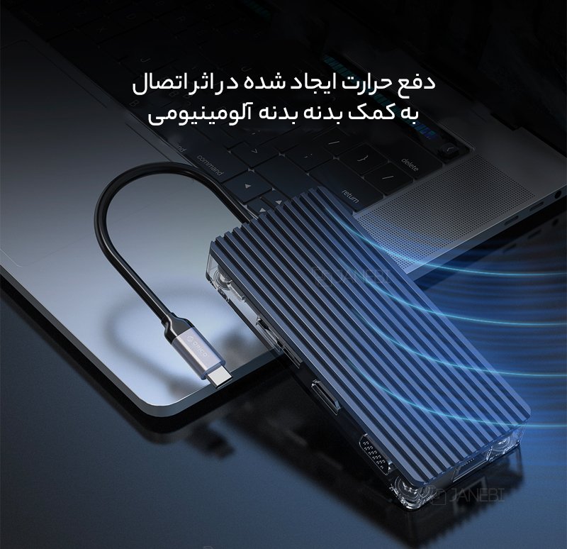 هاب 8 پورت تایپ سی اوریکو Orico WB-8p Type-C 8-in-1 Transparent Hub