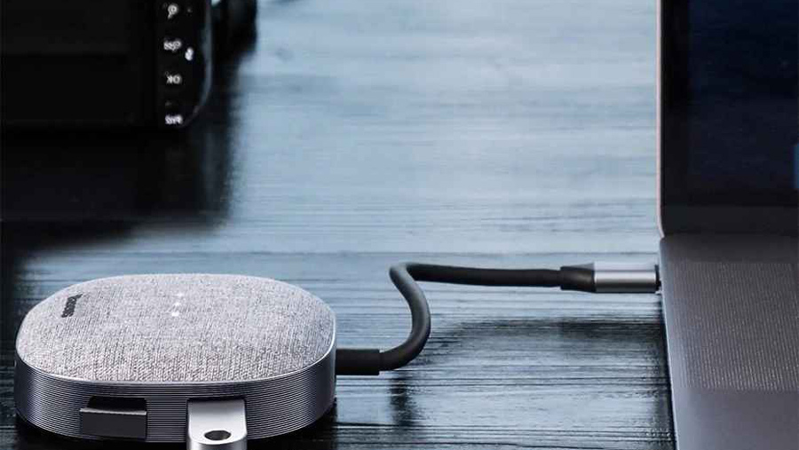 هاب آداپتور 7 در 1 تایپ سی بیسوس Baseus Fabric Series 7 in 1 Type-C Multifunctional HUB Adapter دارای درگاه USB 3.0