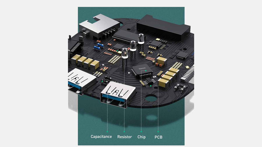 هاب آداپتور 7 در 1 تایپ سی بیسوس Baseus Fabric Series 7 in 1 Type-C Multifunctional HUB Adapter دارای تراشه کنترل عملکرد هاب