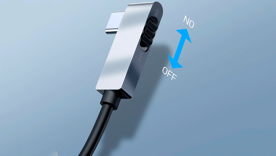 هاب آداپتور چندکاره بیسوس Baseus Bend Angle No.7 Multifunctional Type-C Converter دارای سوئیچ روشن و خاموش