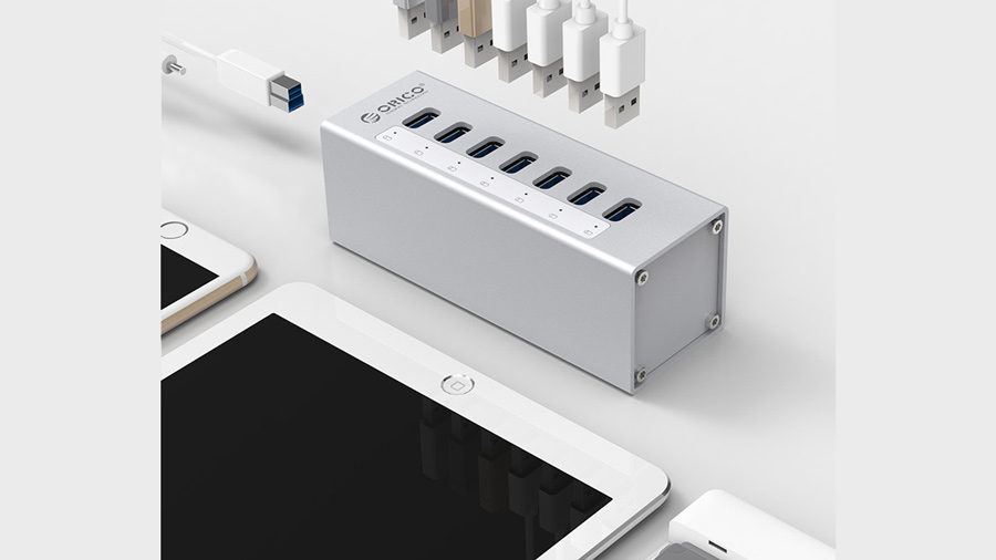 هاب آداپتور یو اس بی 7 پورت اوریکو Orico A3H7 USB3.0 Hub دارای 7 پورت یو اس بی 