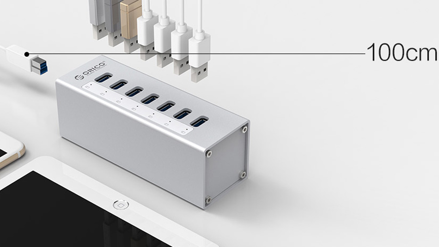 هاب آداپتور یو اس بی 7 پورت اوریکو Orico A3H7 USB3.0 Hub دارای کابل جداگانه