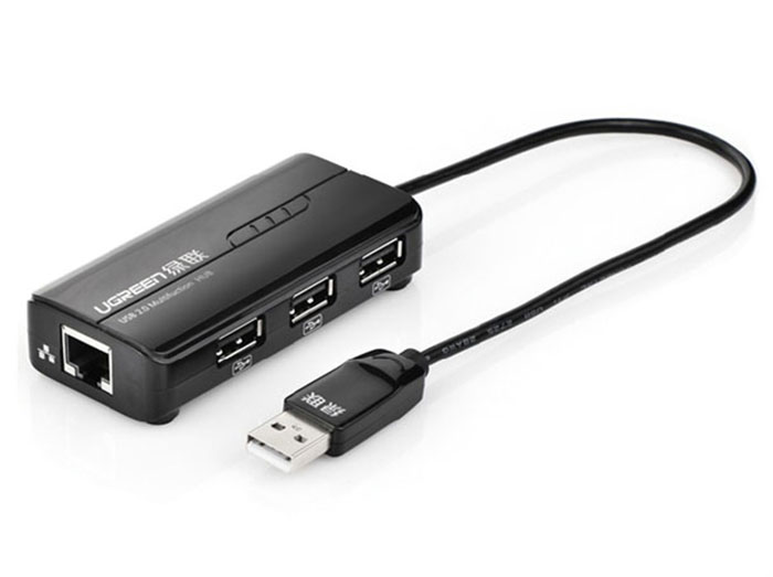 هاب اترنت و یو اس بی یوگرین Ugreen 20264 USB 2.0 Ethernet + 3 Ports USB 2.0 Hub