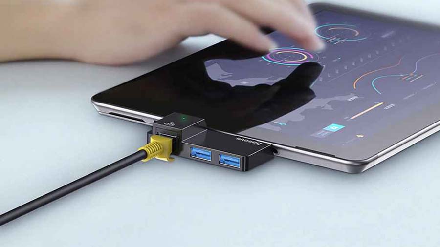 هاب چندکاره بیسوس مخصوص سرفیس پرو مدل Baseus Hub Docking Station for Surface Pro دارای درگاه شبکه RJ45