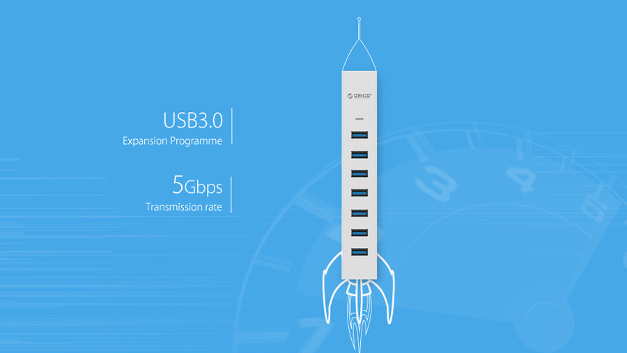 هاب یو اس بی 7 پورت اوریکو Orico ASH7-U3 7Port USB3.0 HUB سرعت بالای انتقال اطلاعات