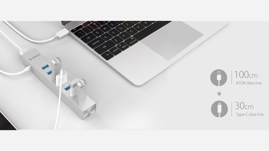 هاب یو اس بی 7 پورت اوریکو Orico ASH7-U3 7Port USB3.0 HUB دارای کابل تایپ سی