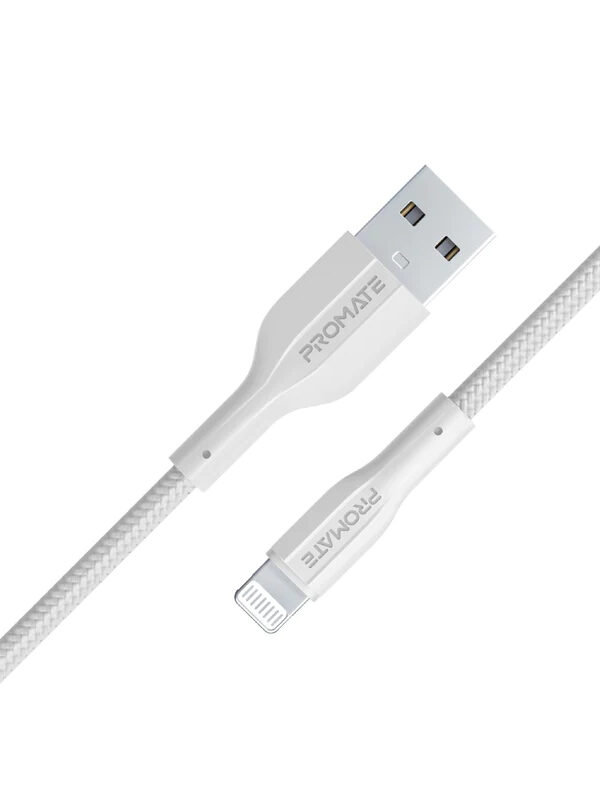 کابل USB-A به لایتنینگ شارژ سریع پرومیت به طول 1 متر مدل XCORD-AI.WHITE